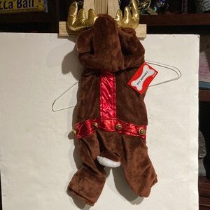 *🐸NWT DOG REINDEER COSTUME, with Gilded Antlers;Adjustable;Size Small